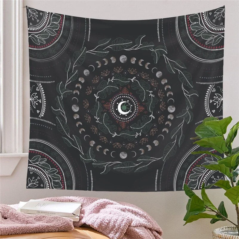 Moon Phase Tapestry Wall Hanging Hippie Wall Carpets Botanical Celestial Floral Wall Tapestry Dorm Decor Home Decoration