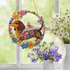Diamond Art Window Catcher Kit Dachshund Floral Wreath 9.45x9.45in
