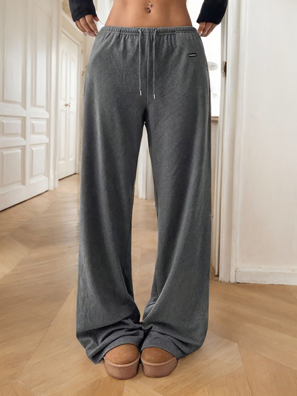 Mature Women Loose Trousers Drawstring Waistband Casual Pants