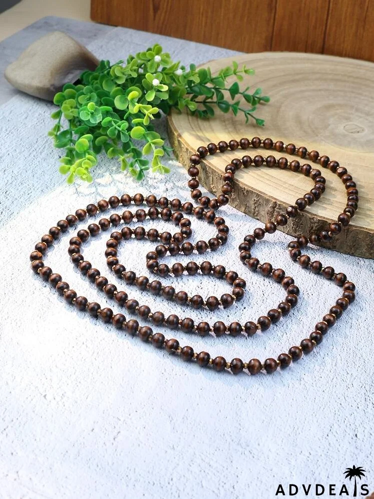 Wooden Beaded Layered Necklace