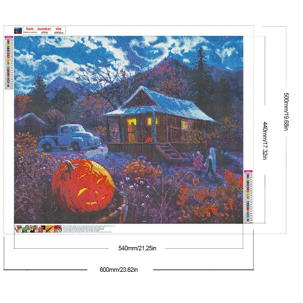 5D DIY Full Round Drill Diamond Painting Outdoor Halloween Scene Kit Home Decor