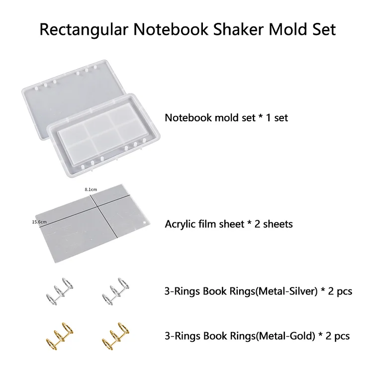 3pcs DIY Bookmark Resin Mold Set Rectangular Ruler Jewelry Mold