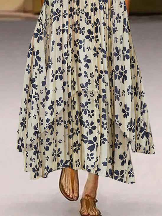 Women Half Sleeve V-neck Solid Color Dress