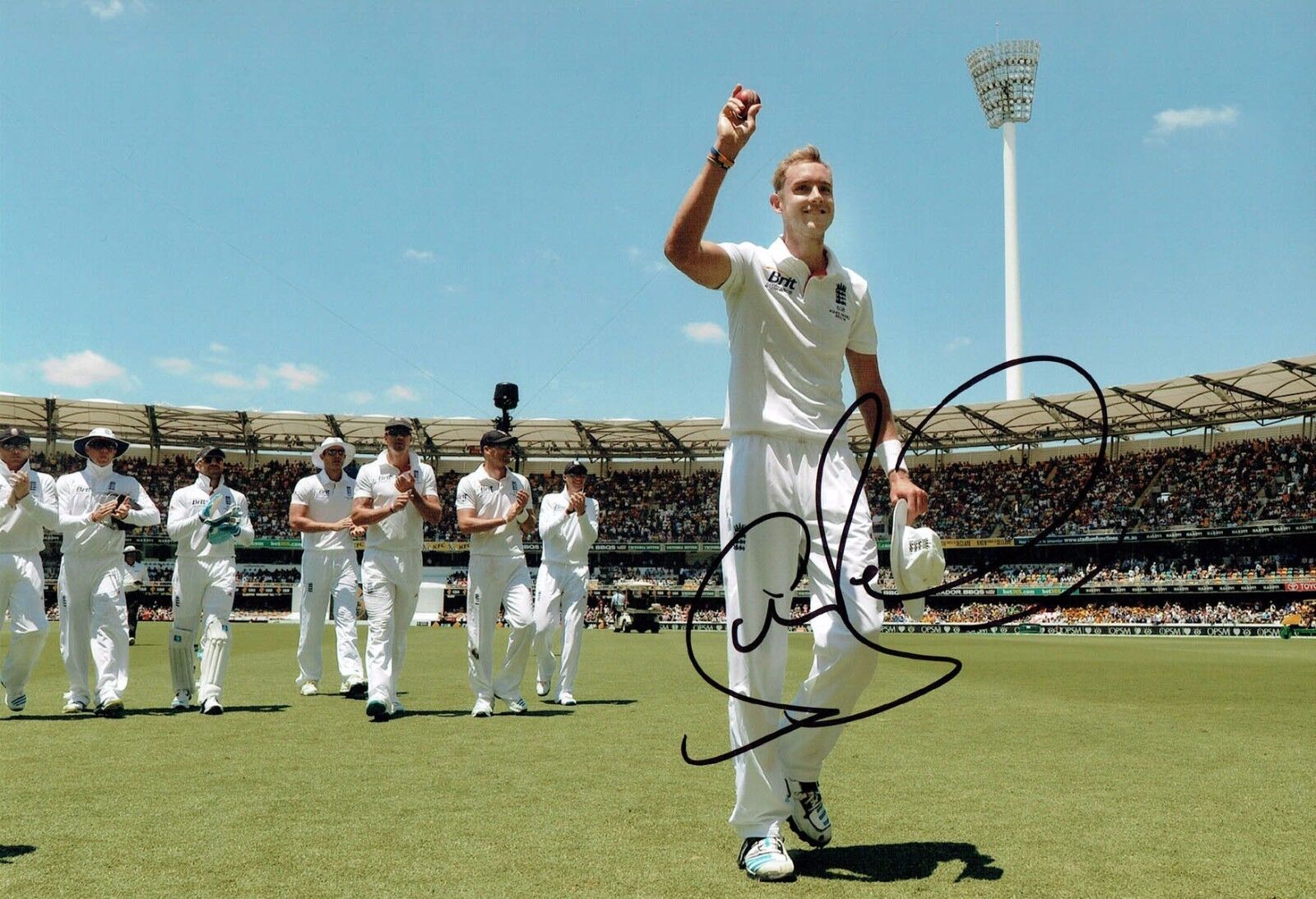 Stuart BROAD 2017 Signed Autograph 12x8 Cricket Photo Poster painting B England AFTAL COA