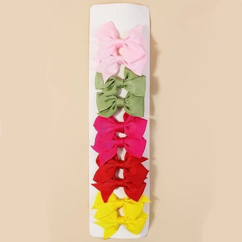 10 Pieces Girl’S Cartoon Style Bow Knot Polyester Hair Clip