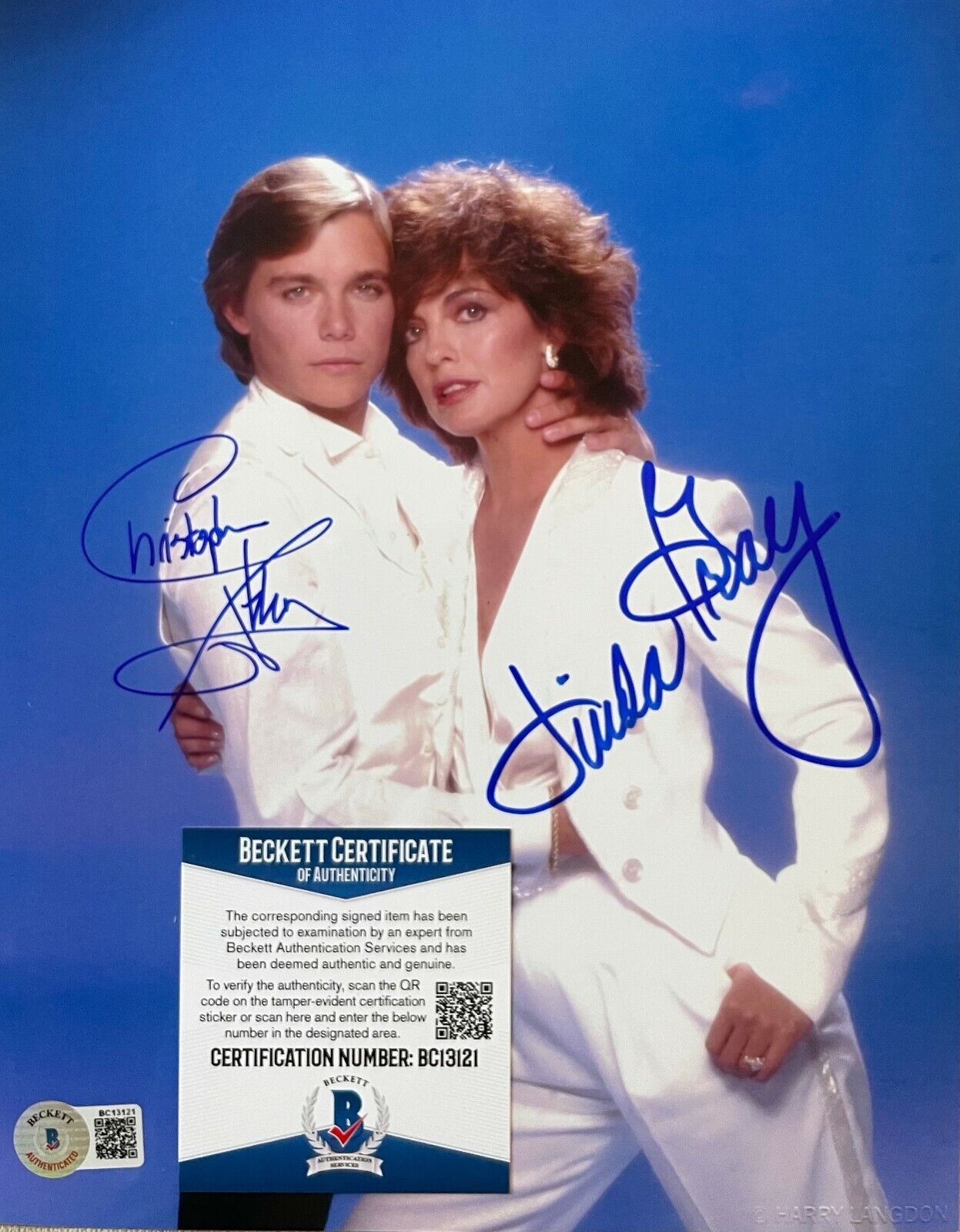 Linda Gray Christopher Atkins Dallas Original Signed 8X10 Photo Poster painting w/Beckett COA