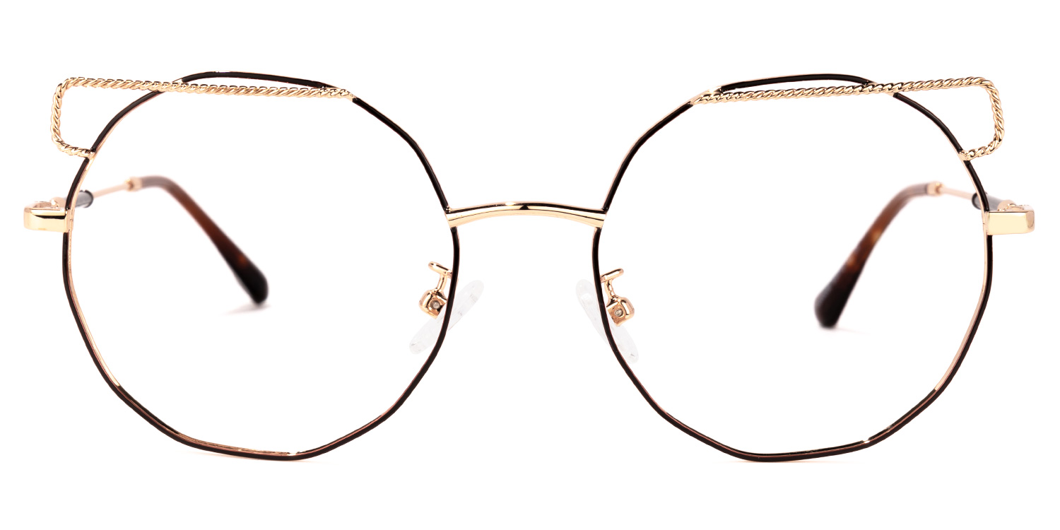 Vada Gold-Dunkelrot Geometrisch Brille Gold-Dunkelrot