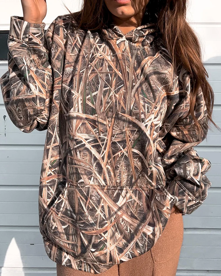 Girls Camo Print Hoodie