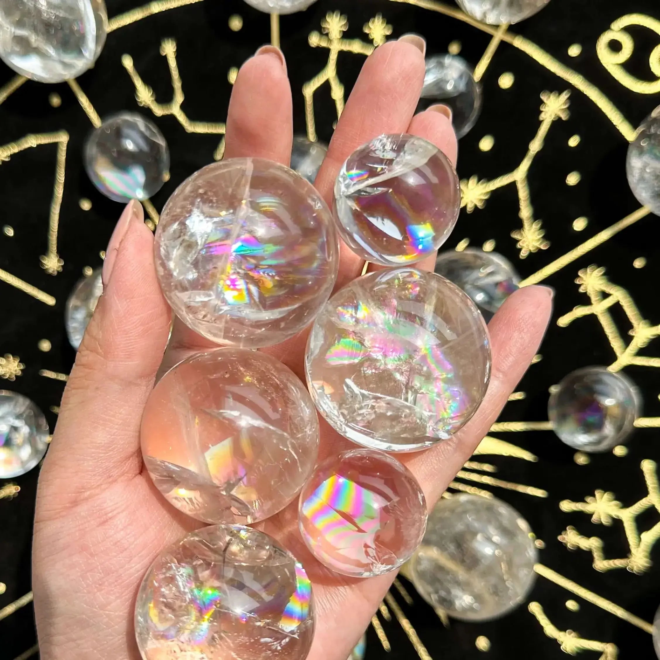 Natural Rainbow Clear Quartz Sphere/Small Clear Quartz Sphere/Crystal Sphere/Chakra Healing/AAA Beckyscharms