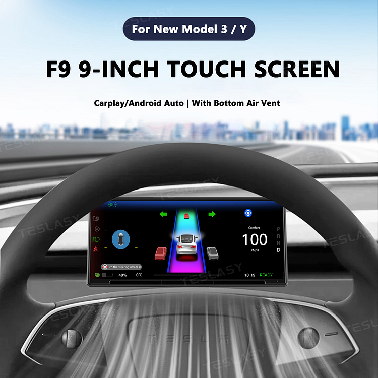 Teslasy Model Y Juniper / Model 3 Highland F9 9-inch Carplay/Android Auto Dashboard Touch Screen