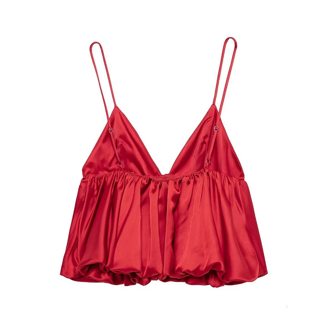 Nigikala Nigikala 2025 New Women's Solid Color Repair Silk Silk Texture Fluffy Sleeveless Sling Slings