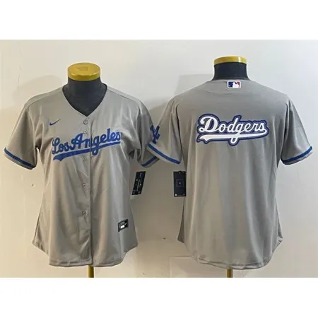 Youth Los Angeles Dodgers Grey Team Big Logo Stitched Jersey FUSQ