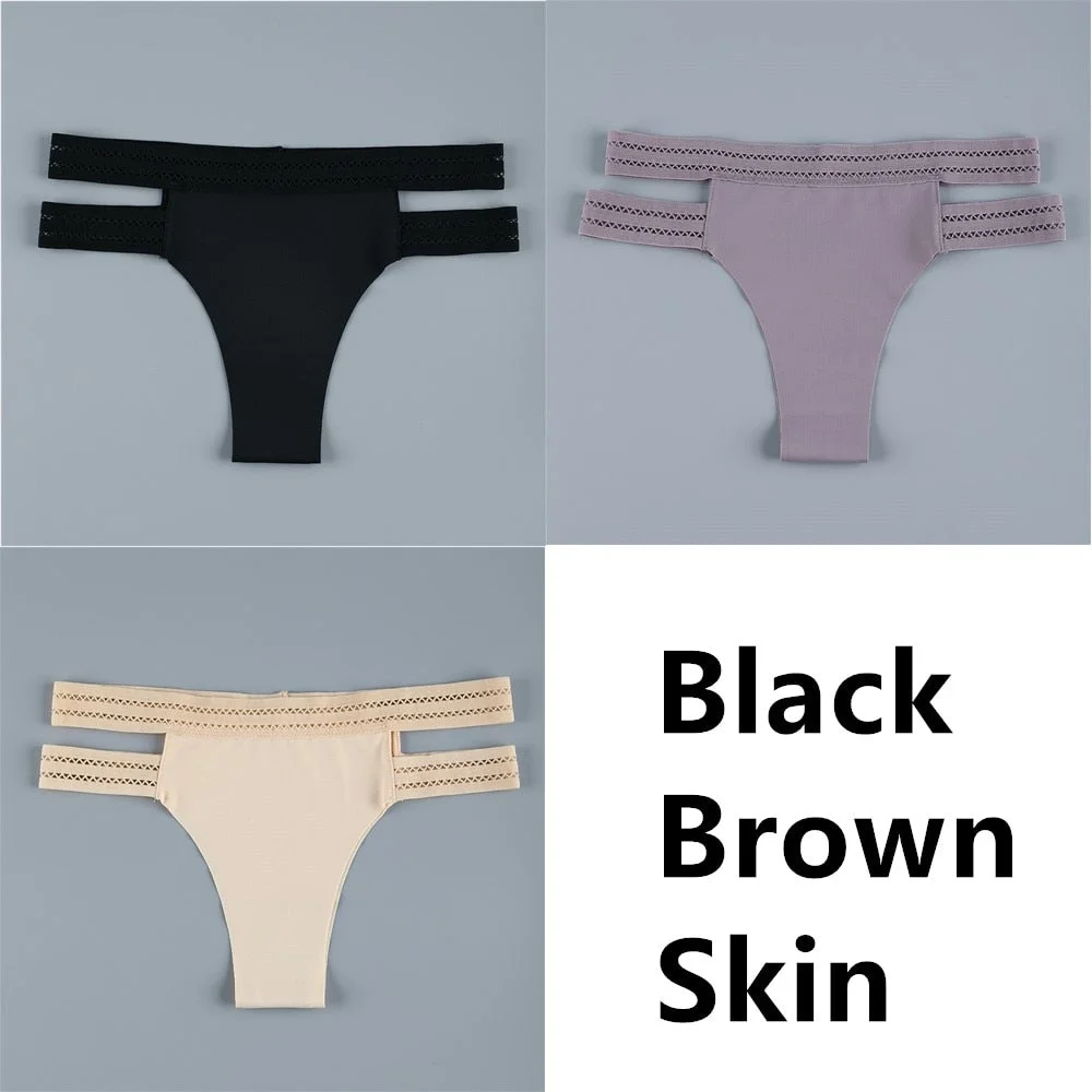 3Pcs Sexy Thongs Panties Women G-String Female Underpants Seamless Comfortable Intimate Underwear Female Low-Rise Thong Lingerie