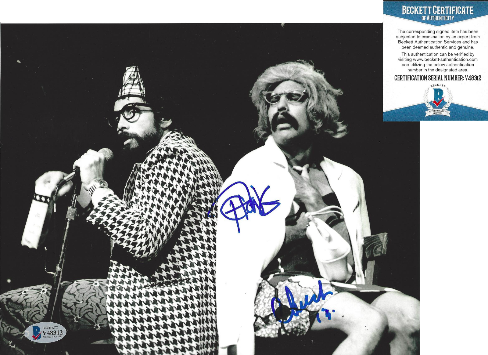 CHEECH MARIN & TOMMY CHONG SIGNED VINTAGE LIVE STAGE 8x10 Photo Poster painting C BECKETT BAS