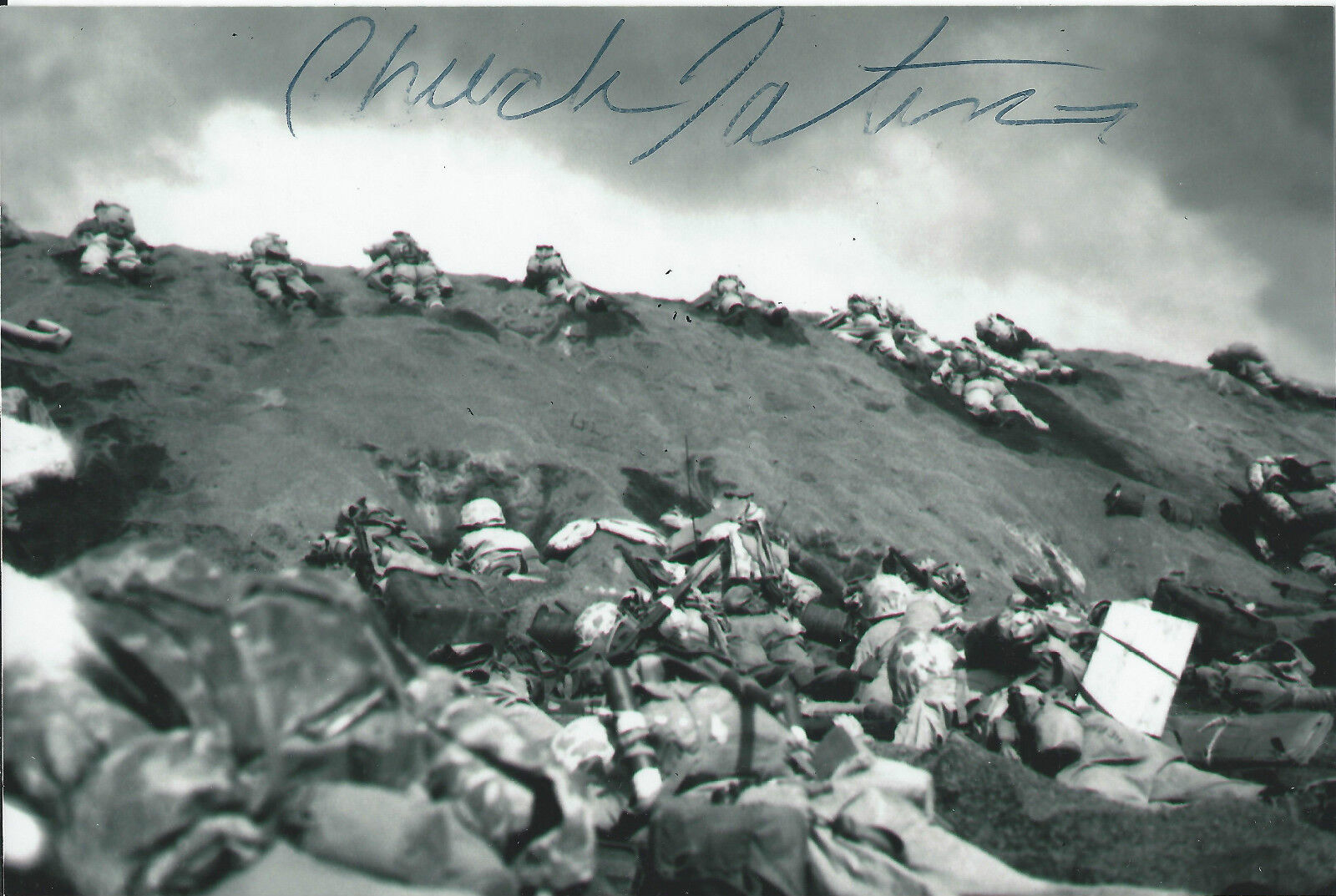 Pfc. Chuck Tatum 4x6 Signed Photo Poster painting WWII Iwo Jima The Pacific 5th USMC Marines