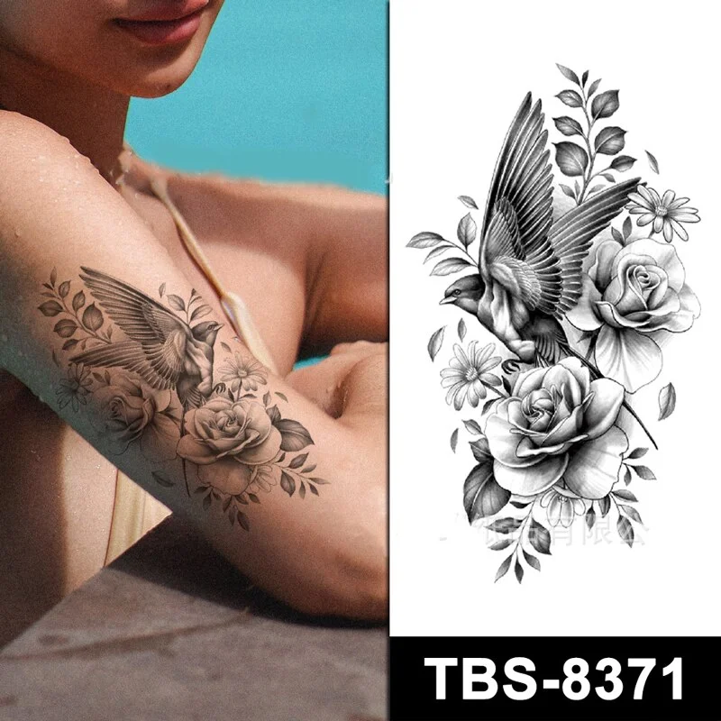 Sdrawing Temporary Tattoo Sticker Forest Lion Tiger Flash Tattoos Women Skeleton Skull Bodi Art Arm Fake Tatoo Men Body Woman