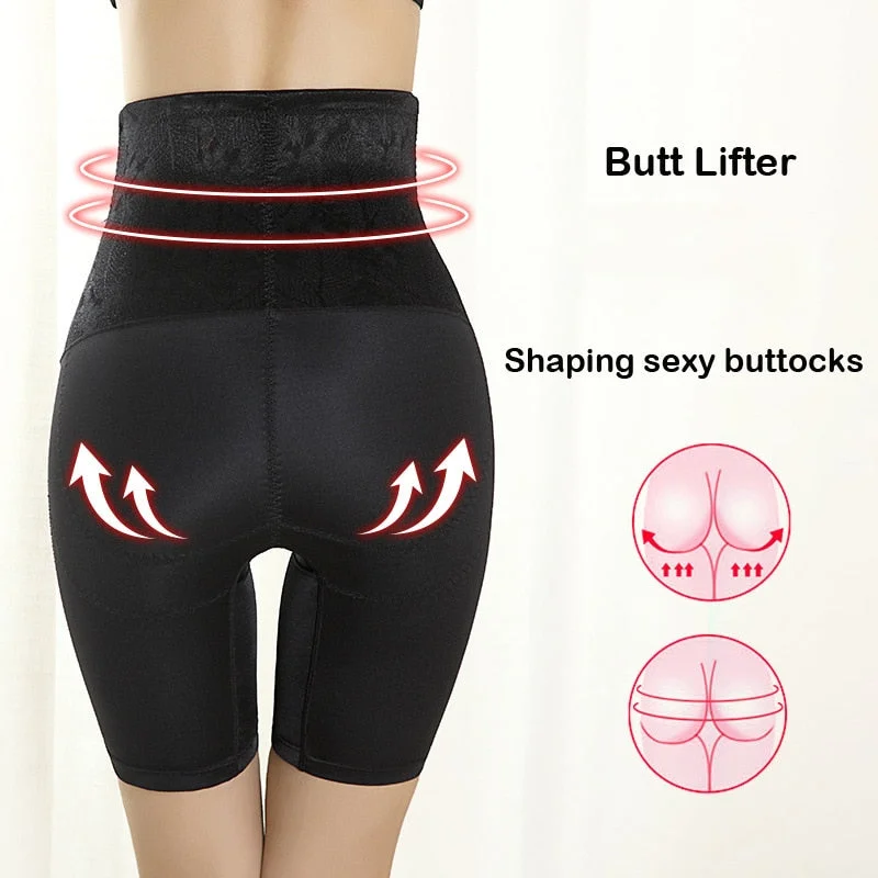 Women Waist Trainer Shapewear Tummy Control Body Shaper Shorts Hi-Waist Butt Lifter Slimming Buckle Sheathing Panties Underwear