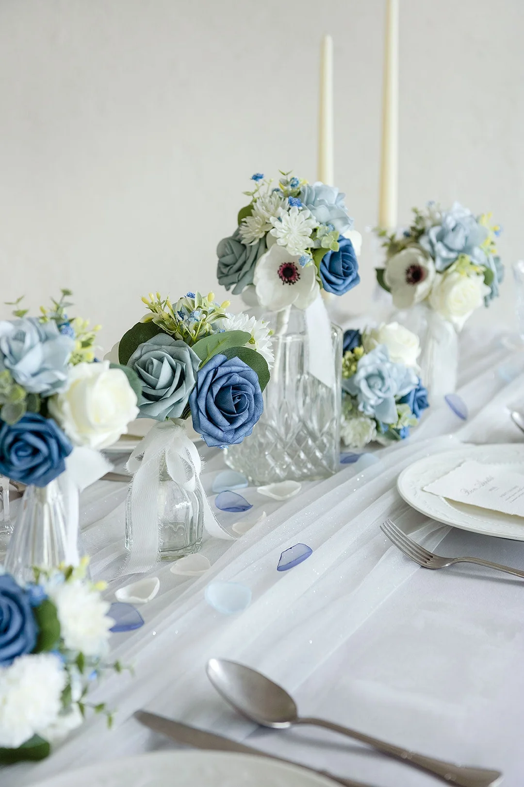 Mini Bouquet Centerpiece Set in Dusty Blue & Navy