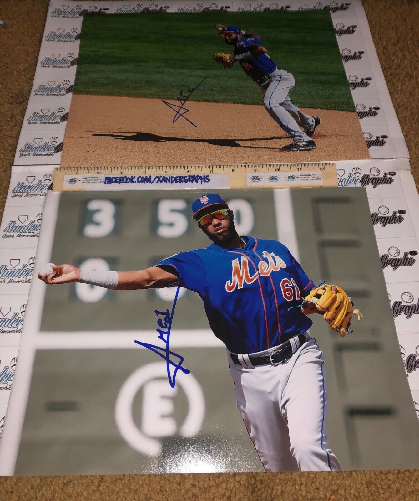 AMED ROSARIO SIGNED AUTOGRAPHED 11X14 BASEBALL Photo Poster paintingGRAPH LOT (2)-NEW YORK METS