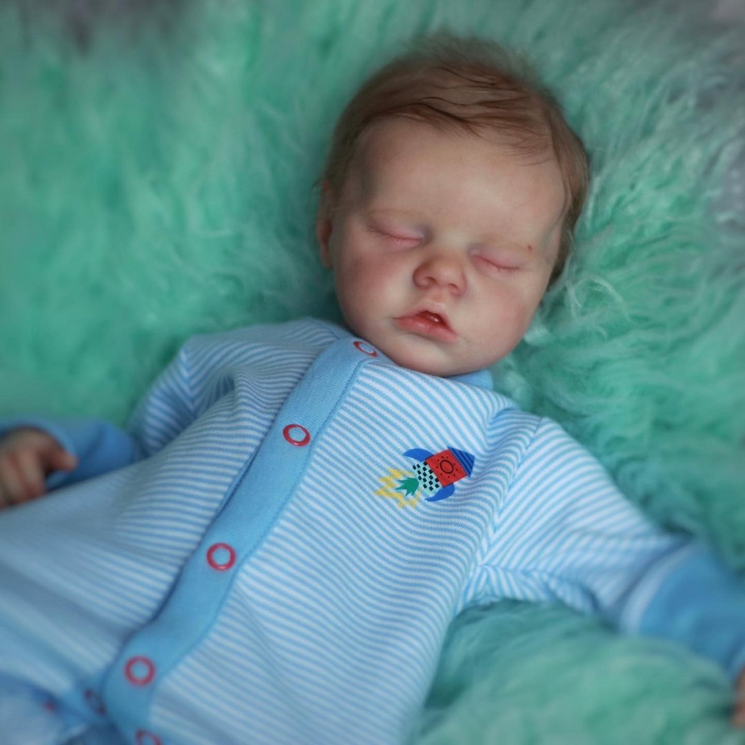 12" Cute Lifelike Handmade Eyes Closed Boy Baby Doll Named Wasena,Special Gifts for Children
