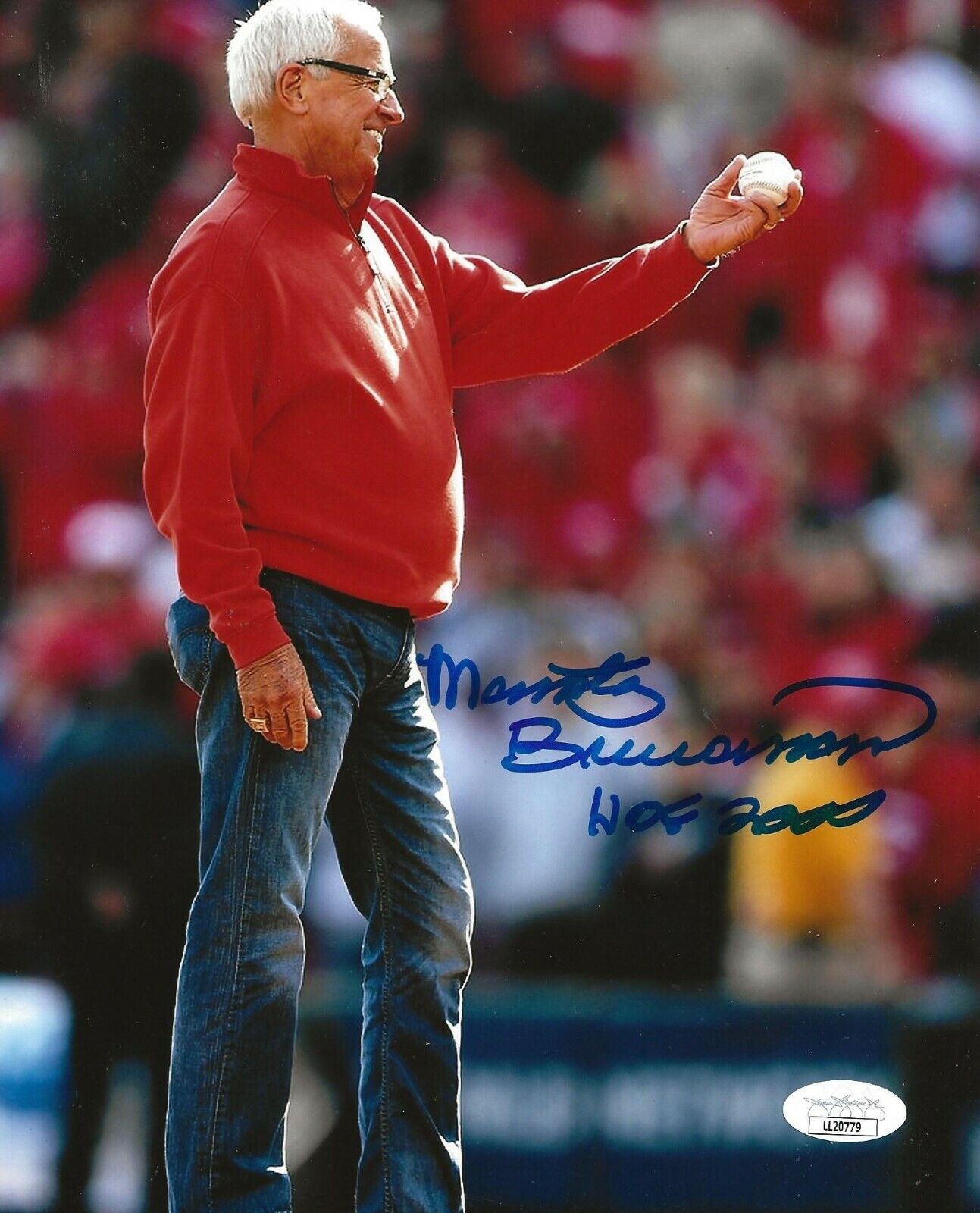 Marty Brennaman signed Cincinnati Reds 8x10 Photo Poster painting autographed HOF Inscrip. JSA