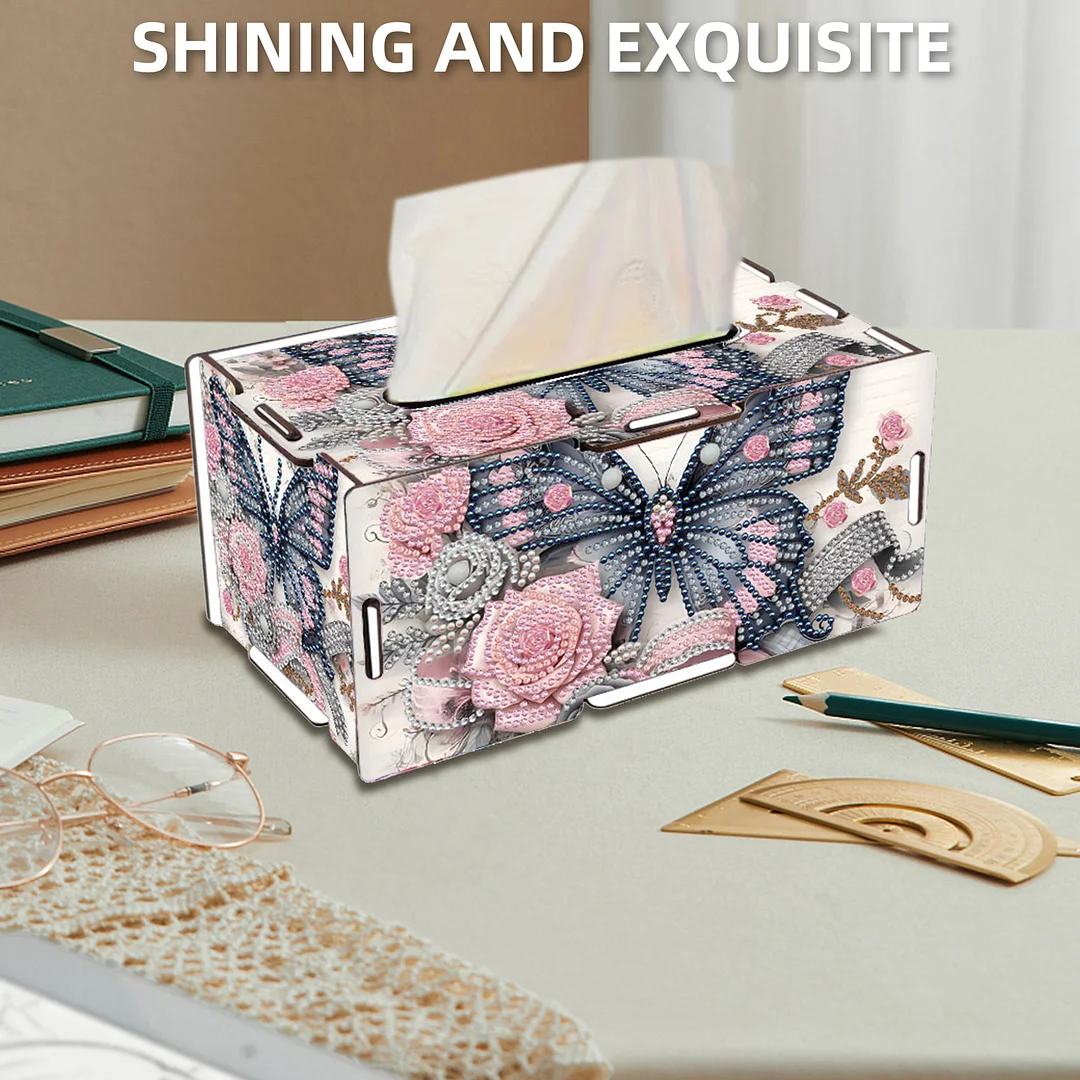 Flower Butterfly DIY Diamond Art Paper Towel Holder for Home and Office Decor