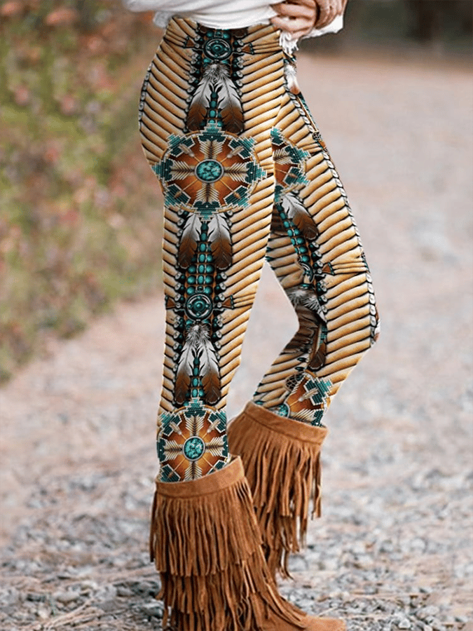 Western Print Skinny Stretch Leggings