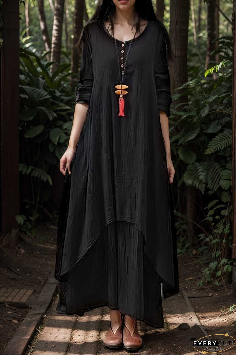 women s plus size casual dress swing dress solid color long dress maxi dress long sleeve button two piece v neck
