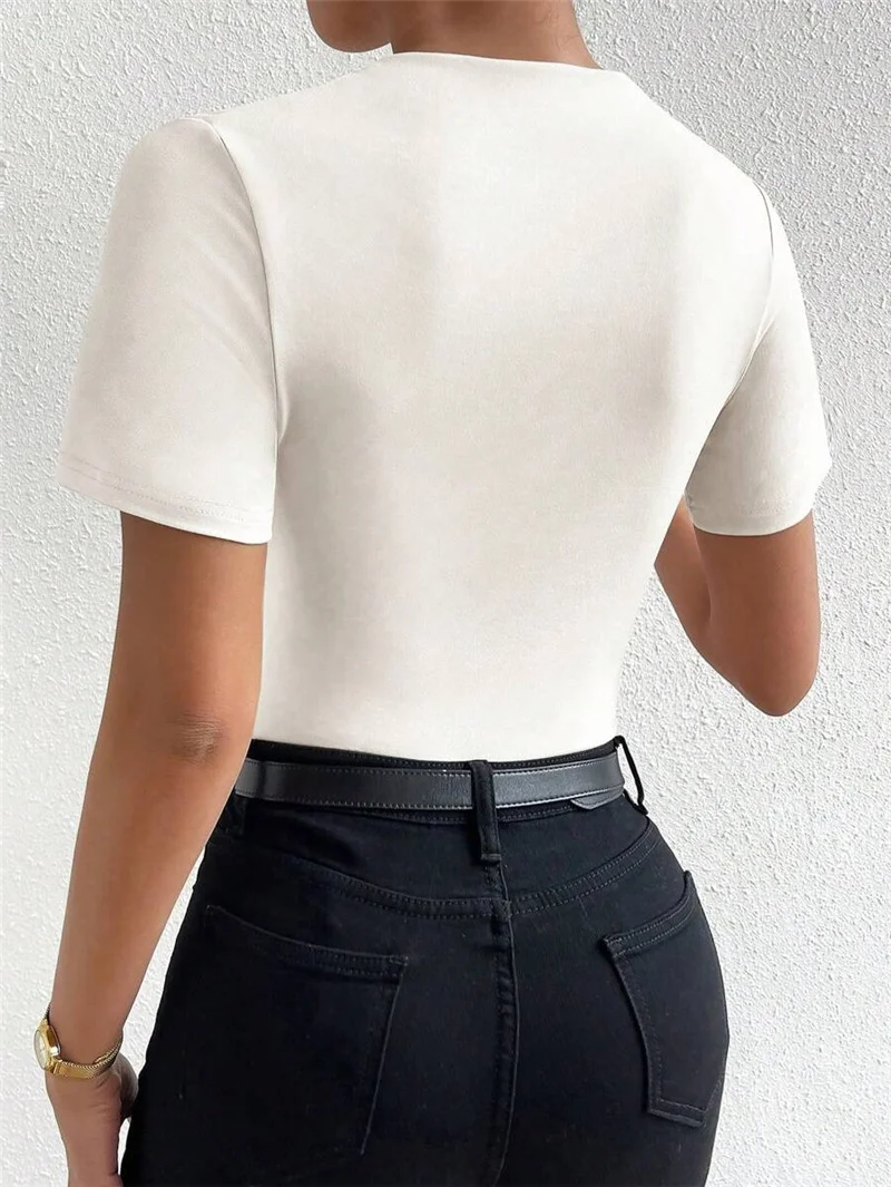 Athvotar Athvotar Spring And Summer New Slimming Folding Short Sleeves Of Women's T-Shirt