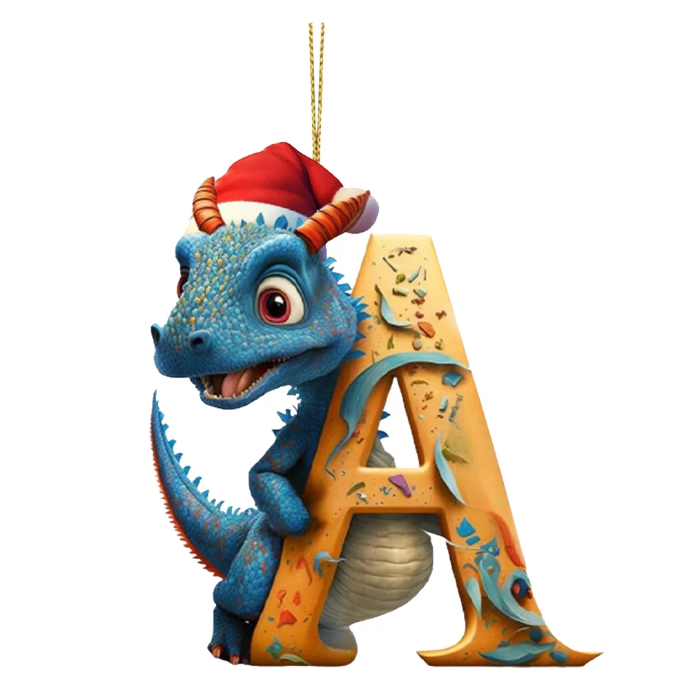 Christmas Cute Dragon Pendants Acrylic Letter Shaped Exquisite for Xmas Tree Car