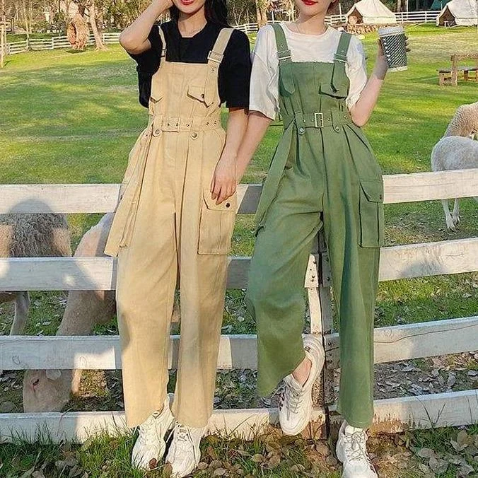 Kawaii Apricot Green Harajuku Suspenders Overalls Summer Jumpsuits SP16132