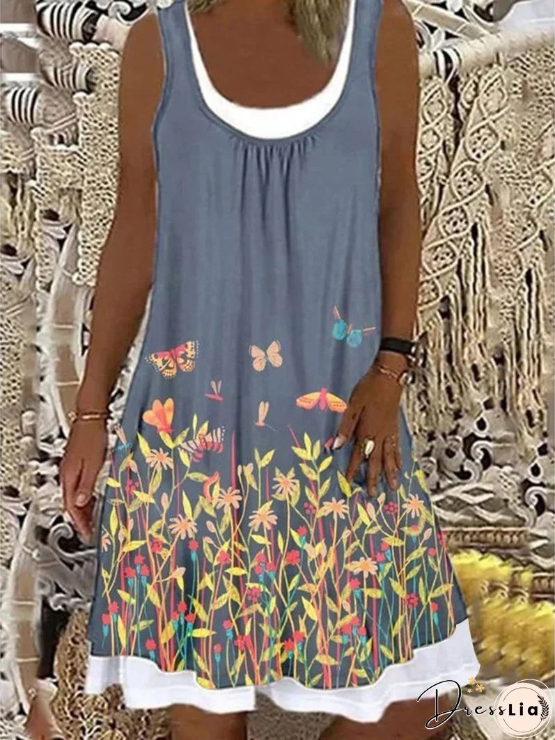 Fashion Sunflower Print Casual Dress for Women
