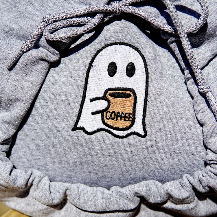 Little Ghost Coffee Embroidered Sweatshirt