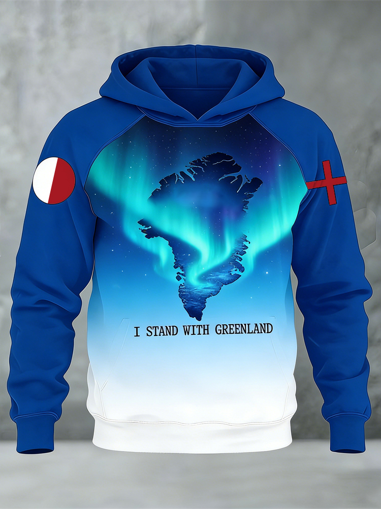 Greenland Aurora Print Men's Hooded Sweatshirt artswardrobe
