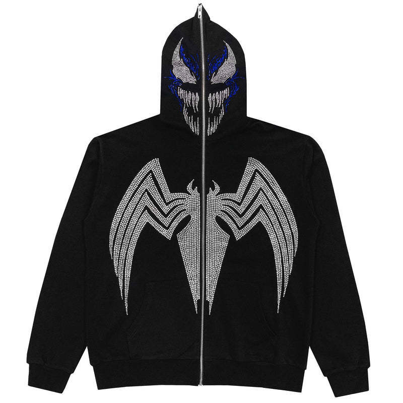 Art Venom Zip up Custom Rhinestone Hoodies