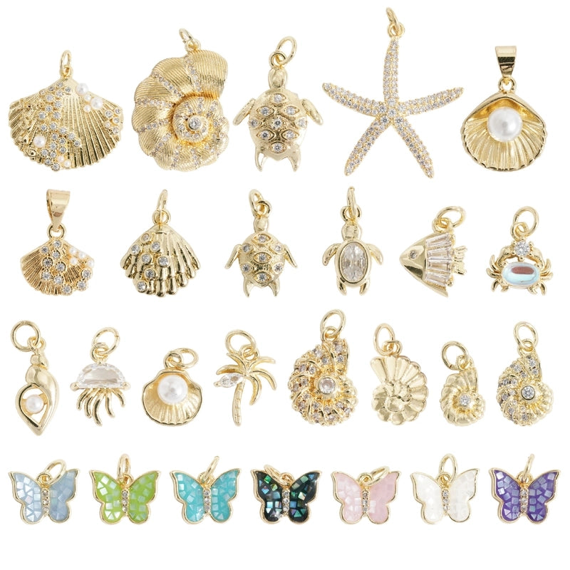 1 Piece Alloy Scallop Starfish Butterfly Pendant