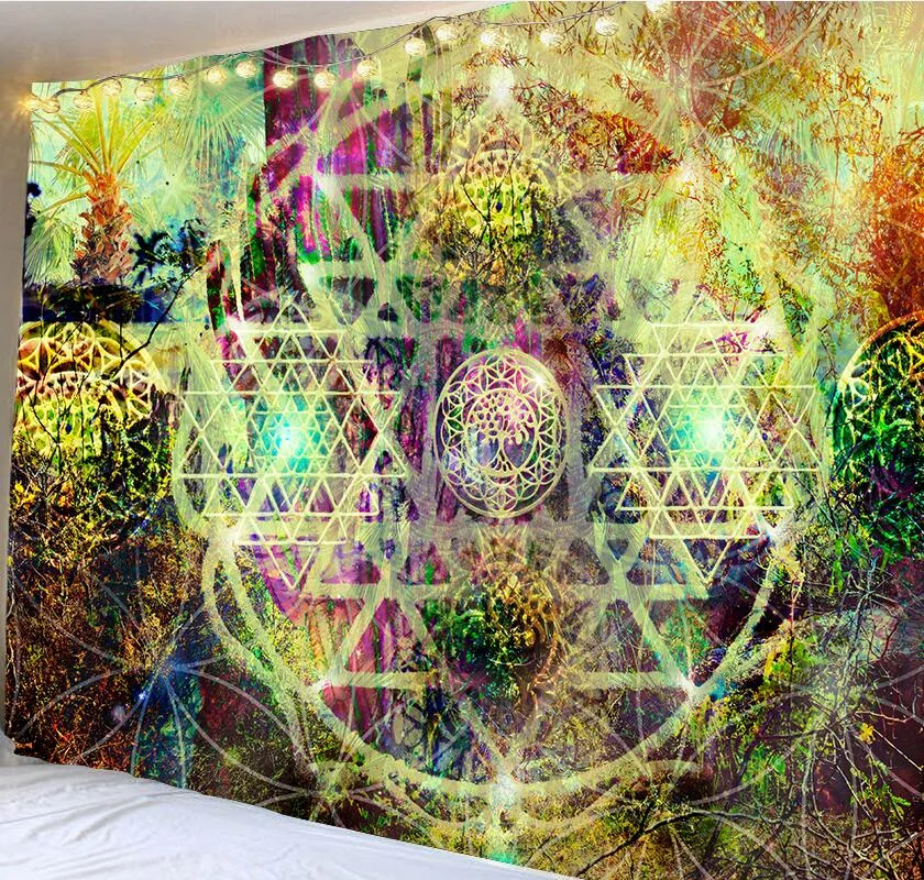 India Mandala Tapestry Wall Hanging Boho Decor Wall Cloth Tapestries Psychedelic Hippie Night Moon Tapestry Mandala Wall Carpet