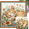Orange Cat & Flowers-11CT Stamped Cross Stitch 40*40cm tapestrymarket