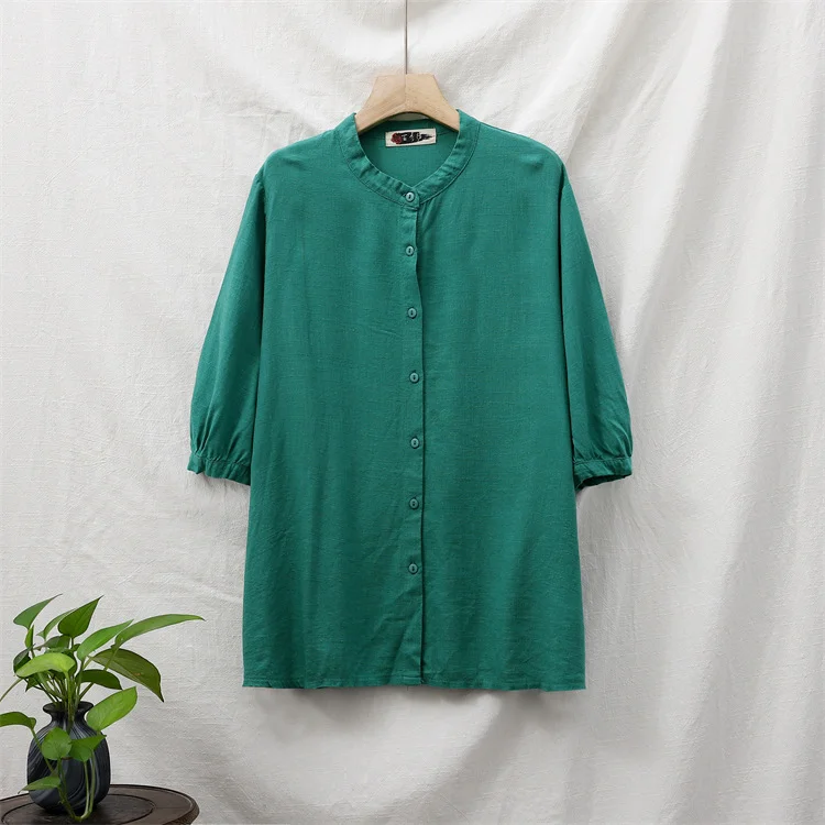 Casual Solid Color Single Breasted Stand-collar Shirt