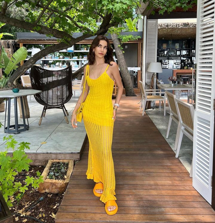 Ootddress Ruffled See-Through Backless Halter Dress Female Sleeveless Hollow Out High Waist Elegant Gown Spaghetti Women Maxi Dress