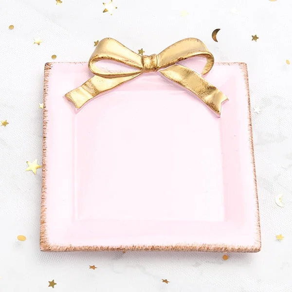 1PCS Resin rectangle Bowknot plates ice cream bowls Decoration Crafts Snack candy storage tray Jewelry dish Snack dish Gifts