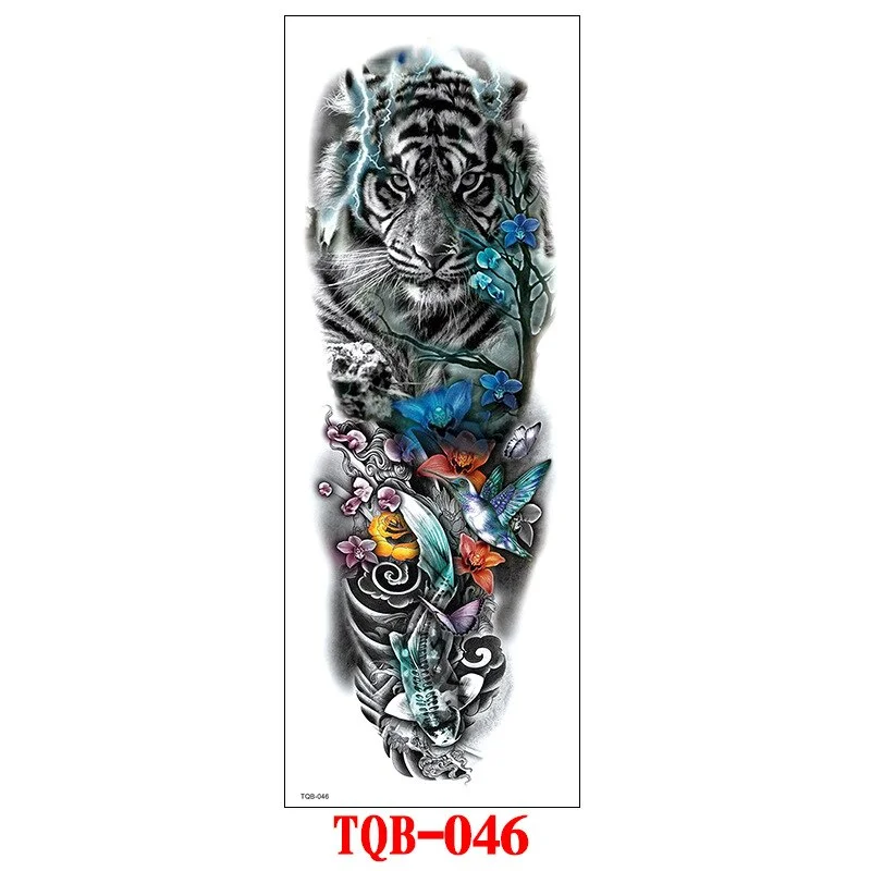 FULL SLEEVE ARM TEMPORARY TATTOO, ORIENTAL DRAGON, LOTUS FLOWERS, MENS, WOMENS