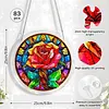 (25cm)DIY Acrylic Jigsaw Puzzle Window Hanging with Hanging Chain DIY Stained Glass Decoration Round Window Puzzle Decor for DIY Craft Project (Stained Glass Red Rose)