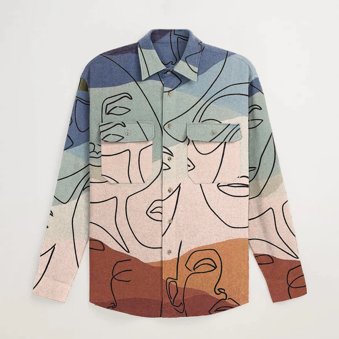 Abstract print retro long sleeve shirt