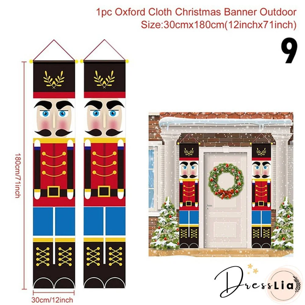 Snowman Santa Clus Merry Christmas Decorations Banner Christmas Porch Sign Hanging Banners For Indoor Outdoor Front Door Wall Xmas Christmas Decoration