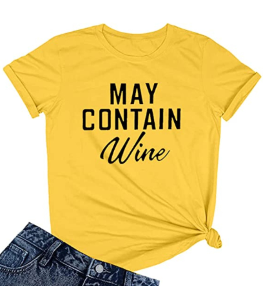 Women's May Contain Wine T-shirt, Crew Neck