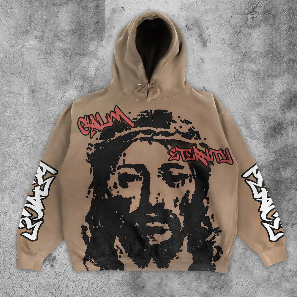 Jesus Graphic Hoodie khaki