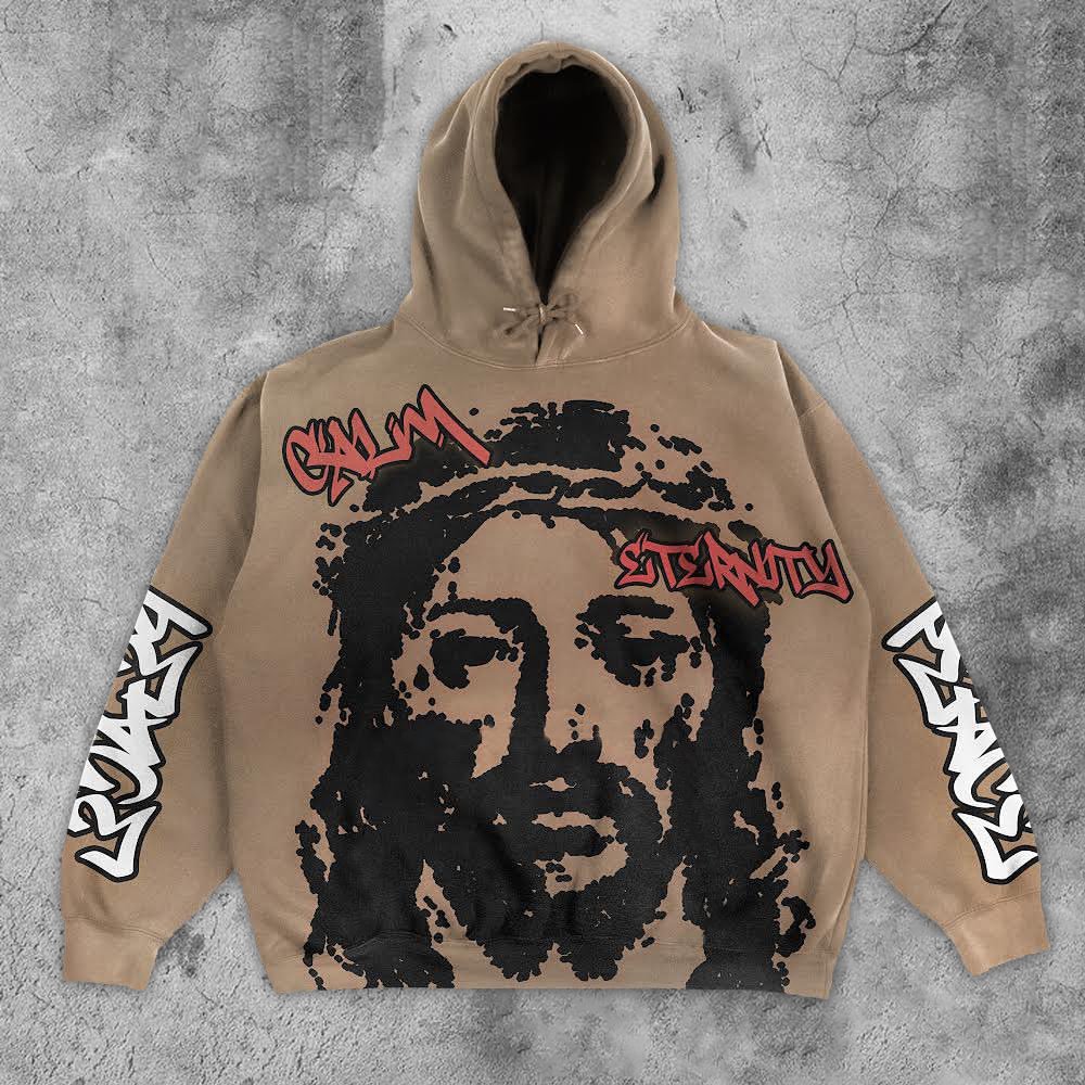 Jesus Graphic Hoodie khaki