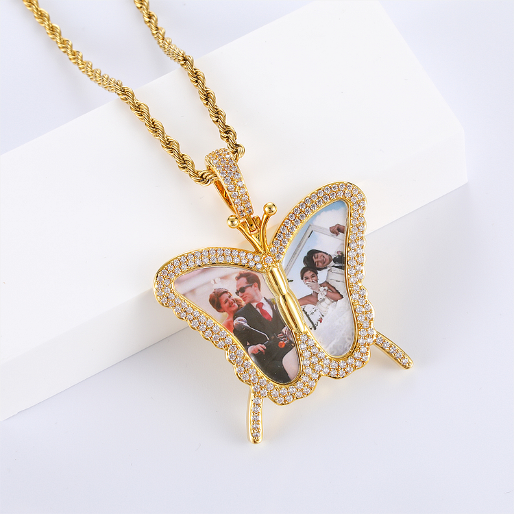 Custom Photos Pendant Butterfly Shape Necklace Gift-VESSFUL
