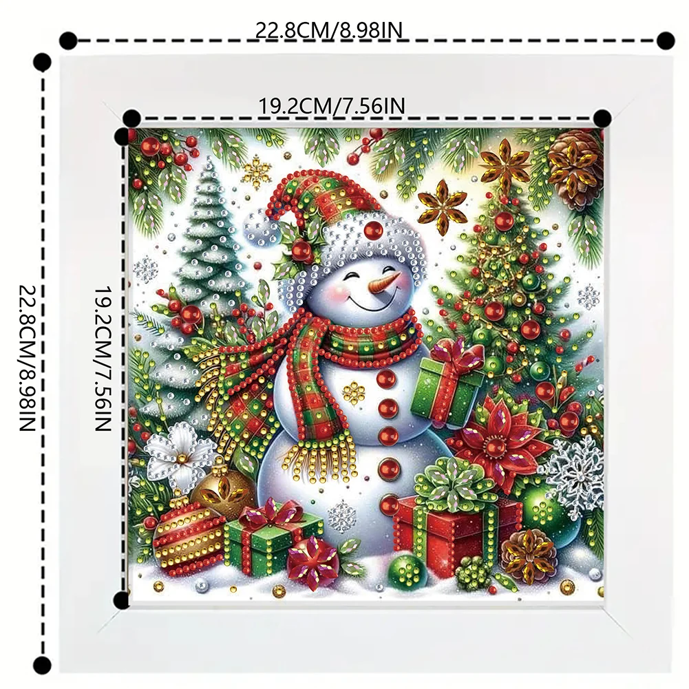 5D DIY Partial Special Shaped Drill Diamond Painting Xmas Snowman Home Kit 19.2x19.2cm【With Frame】